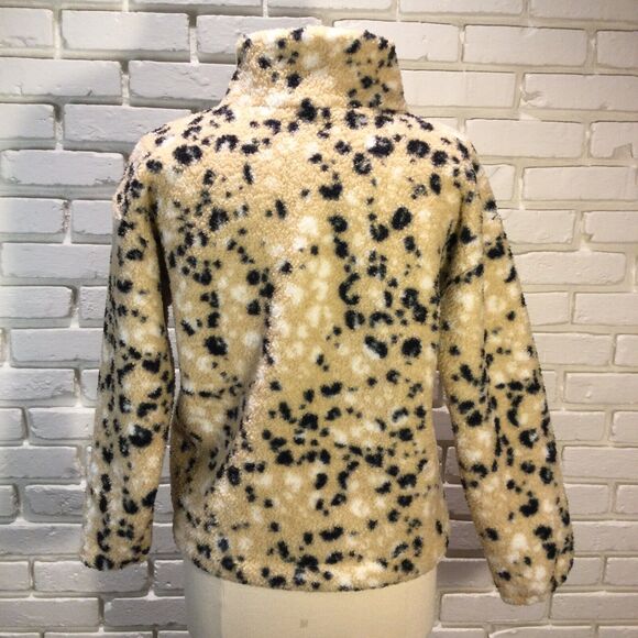 Loft Outlet Cozy Up Sherpa Quarter Button Jacket Cheetah Small Petite - Picture 3 of 5